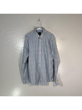 Johnnie-O Scull Shirt Mens Large Blue Plaid Long Sleeve Button Up Stretch Casual